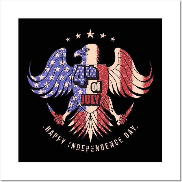 Happy Independence day  Eagle Usa Flag 4th of July Wall Art by jonathanptk